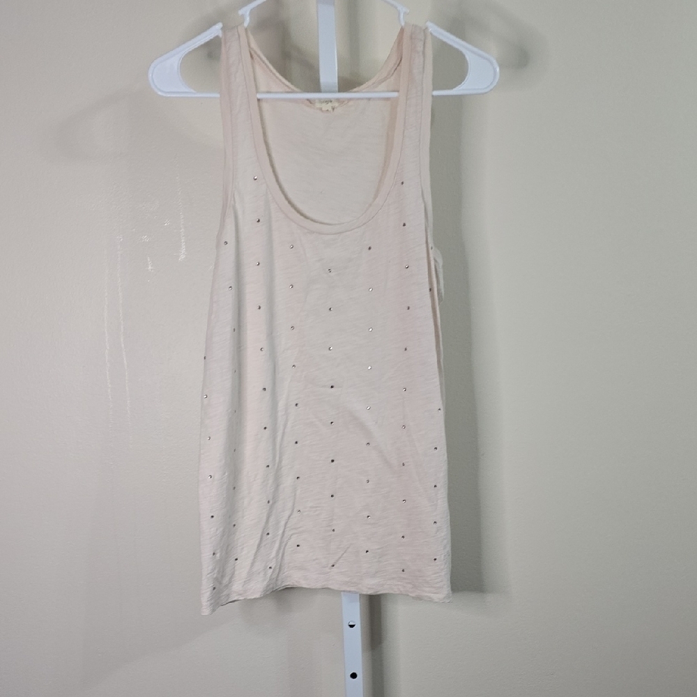 J. Crew Beige Tank Top with Scoop‎ Neckline and Silver Accents